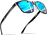 ATTCL Herren Polarisierte Fahren Sonnenbrille Al-Mg Metall Rahme Ultra Leicht UV400 CAT 3 CE (Blau/Verspiegelt)