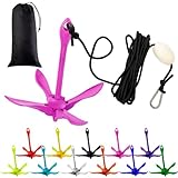 MorningRo 1 x Marine-Kajak-Anker-Set, 1,5 kg, faltbarer Grapnel-Anker-Set, Bootsanker, Kajak, Angelzubehör für kleine Boote, Kajaks, Kanu, Paddelbretter (Rosa)