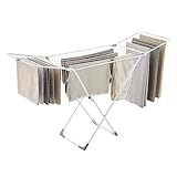 SONGMICS Wäscheständer, Standtrockner klappbar, Flügelwäscheständer, freistehend, für Innen- und Außenbereich, für Bettwäsche und Kleidung, weiß LLR540W01