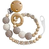 2er Set personalisierte Kette mit Namen Wunschnamen Holz Name | Handmade Babygeschenk zur Geburt für neugeborene (Erdtöne Set)