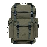 KAUKKO Canvas Groß Rucksack Damen Herren, Vintage Jagdrucksack Wanderrucksack mit 15 Zoll Laptopfach für Arbeit, Ausflüge, Uni, 23L, Armeegrün-K1018