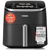 Cosori Turboblaze Airfryer Heißluftfritteuse, 9-in-1 Air Fryer XXL 6L, leiser DC Motor mit 5 Geschwindigkeitsstufen, Grillen, Backen, Gären, Dehydrieren, Tiefkühlen, 87 Rezepte, 64% energiesparend