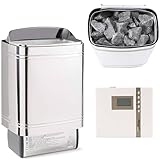 Sauna-Set Finnischer Sauna Ofen Sentiotec Nordex II 6/8/9 kW Sauna Heizgerät Mit Saunasteuerung Sentiotec K1 / K2 / D1 / D2 und Saunaofen-Steine Time4wellness (9 kW, Saunasteuerung D2 mit Zeitvorwahl)