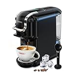 HIBREW H2B Kapselkaffeemaschine, 5 in 1 Multi-Kapsel-Kaffeemaschine, DG/Nes/K-cu*/ES*-Pads/Kaffeepulver kompatibel, Automatische Abschaltung, Perfekter Espresso, Schwarz