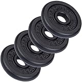 ScSPORTS® Hantelscheiben - Einzeln/Set, Ø 30/31 mm, Gusseisen, Gewichtswahl - Gewichtsscheiben, Set, Hantelgewichte, Fitness Scheiben, Gussscheiben, Gewichte, Hantel (5 kg (4 x 1.25 kg))