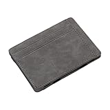Magische schlanke Geldbörse, Magische Geldbörse aus Leder, Geldbörse aus PU-Leder mit magischer Geldklammer und Kartenhalter | RFID-Brieftasche, Geldbörse, Kreditkartenetui für Herren, grau, Se