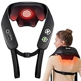 KNQZE Shiatsu Nacken & Schulter-Massagegerät kabellose, 4D Deep Tissue Knetmassage, verbesserte Graphenheizung, Shiatsu Nacken- und Schultermassage für Nacken, Rücken und Bein Schmerzlinderung