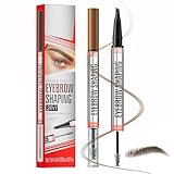 Microblading Augenbrauenstift, 2-in-1 Brow Pen und Versiegelndes Brow Gel, Augenbrauen Make-up für haarähnliche Brauen, Dunkelbraun, eyebrow pencil mit Pinselspitze (Dark brown)