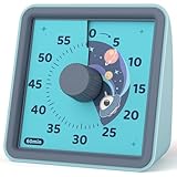 LIORQUE Visueller Timer für Kinder, 60 Minuten, Stoppuhr für Kinder und Erwachsene, leise, Zeitmanagement-Werkzeug für Küche, Klasse, Meetings (Stahlblau)