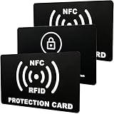 LABUYI 3 Stück RFID Blocker Karte, NFC Schutzkarte für Geldbörse, Schwarz, 5.5cm×8.5cm