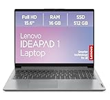 Lenovo IdeaPad 1 Laptop | 15.6' Full HD Display | AMD Ryzen 5 | AMD Radeon Grafik | 16GB RAM | 512GB SSD | Windows 11 Home | QWERTZ | Cloud grau | 3 Monate Premium Care