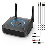 1Mii Großer Reichweite Empfänger, HiFi Kabelloser Audio Adapter, aptX Low Latency Bluetooth 5.1 Receiver mit 3D Surround für Stereoanlage Lautsprecher, Optisches Koaxial 3,5mm RCA AUX