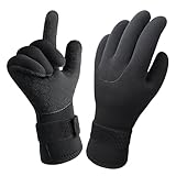 Cleminsta Tauchhandschuhe 3mm, Neoprenhandschuhe zum Angeln Tauchen, XL Schwarz Thermische Handschuhe mit Elastischem Verstellbarem Handgelenk für Schwimmen Surfen Schnorcheln Fischen