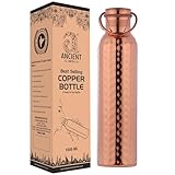 ANCIENTIMPEX Ancient Impex Wasserflasche aus reinem Kupfer, gehämmert, mit Tragegriff, 1000 ml Fassungsvermögen, nahtlose, auslaufsichere Wasserflasche für ayurvedische Vorteile