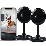 owltron Überwachungskamera, Babyphone mit Kamera,2K Kamera Überwachung innen,Hundekamera mit Bewegungserkennung,Nachtsicht,2-Wege-Audio,WLAN Kamera für Hunde/Haustierkamera,Black(2 Stück)