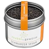 Zauber der Gewürze Schwarzer Sesam, Sesam schwarz, nicht geröstet und ohne Zusätze, nussig-würziger Geschmack, für die japanische, indische, orientalische, vegetarische und vegane Küche, 60 g