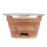 ibasenice 1Satz Retro Holzkohle Grillofen Tragbarer Keramikofen Mit Grillnetz Platzsparend Für Bbq Und Camping Zufällige Hochwertiges Design Hohe