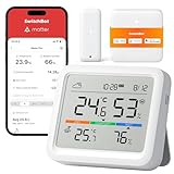 SwitchBot Wlan Wetterstation Funk mit Außensensor, Matter Hygrometer Thermometer Innen, Temperatursensor mit IP65 Außenthermometer und Matter Hub, Kompatibel mit Alexa, Apple Home, Google Home