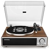 Qlearsoul ONE-Q Schallplattenspieler, All-in-One HiFi-Plattenspieler mit eingebauten Lautsprechern, Bluetooth 5.4, Phono-Vorverstärker, Magnetkartusche AT-3600L, 33/45 U/min, Zwei Geschwindigkeiten