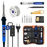 NUZEKY Lötkolben-Set 80W LCD - Elektrisch, Einstellbare Temperatur 180-480°C, Kabelgebunden, Blaue Lötkolben mit 5 Spitzen, Hochwertiges Löten & Reparieren
