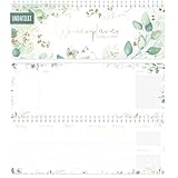 Wochen-Tischkalender undatiert [Blattgold] im Quer-Format zum Aufstellen | 1 Woche 2 Seiten | Wochenplaner ohne Datum 29,5 x 10,5 cm | nachhaltig & klimafreundlich