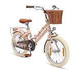 BIKESTAR Alu Kinderfahrrad ab 4 Jahre | 16 Zoll City Retro Bike mit Korb und V-Bremse, Hollandrad | Rosa | Risikofrei Testen