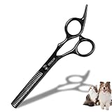 Profi Effilierschere für Hunde, Schere Fellschere Für Hund und Katze Sicherheit Runde Spitze Grooming Schere, Schwarz Titan Edelstahl-Fellschere mit Einstellbare Schraube 28 Zähne.