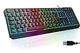 KLIM Chroma Gaming Tastatur QWERTZ DEUTSCH mit Kabel USB - NEU 2024 - Langlebig, Ergonomisch, Wasserdicht, Leise Tasten - RGB Gamer Tastatur für PC Mac Xbox One X PS4 Tastatur - Schwarz
