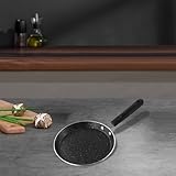 Zilimontt Crêpe- und Pfannkuchenpfanne, 18 cm, nicht beschichtet, ergonomischer Griff für sicheres Kochen, kompatibel mit Gas und Induktion (schwarz)