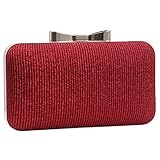 Josenidny Damen-Clutch, Hochzeit, Braut, Geldbörse und Handtasche, niedliches Schleifenschloss, schlicht, solide Umhängetasche, Rot, rot, One Size