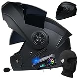 BYGMWEP Klapphelm mit Bluetooth, Integriert Motorradhelm, ECE Zertifiziert Integralhelm mit Doppelvisier, mit Eingebautem Mikrofon für Automatische Reaktion, für Männer und Frauen S~XL