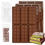 3 Stück Schokoladenform Extra Tief 6 Hohlräume, Schokoladenform Silikon Tief Dubai, Silikonform Schokoladentafel mit 100 Stück Beuteln, Extra Tief Schokolade Form, für Schokolade Praline Süßigkeiten