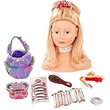 Götz 1192052 Haarwerk mit blonden Haaren und blauen Augen - 28 cm hoher Frisierkopf- und Schminkkopf in 57-teiligen Set - geeignet für Mädchen ab 3 Jahren