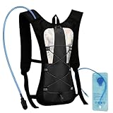 Trinkrucksack mit Trinkblase 2L, Laufrucksack trinkrucksack Fahrrad Damen und Herren, Wasserdicht Sportrucksack, Trailrunning Rucksack mit Trinksystem und Reflektoren für Camping Ski MTB Fahrrad