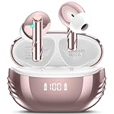 Conyat Bluetooth Kopfhörer, Kopfhörer Kabellos Bluetooth 5.4 mit HD Mikrofon, ENC Call Noise Cancelling Wireless Kopfhörer, 48H Tiefer Bass In Ear Kopfhörer, IP7 Wasserdicht Ohrhörer, Roségold
