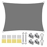 3,5 x 5,5 m rechteckiges Sonnensegel, Sonnenschirm, UV-Schutz, Windschutz für Garten, Terrasse, Camping, hellgrau, Outdoor-Baldachin