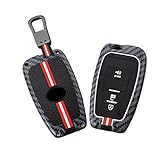 WUZUTU Carbonfaser Muster Autoschlüssel Hülle mit Schlüsselanhänger Kompatibel mit Toyota Camry C-HR 4Runner RAV4 Prius Highlander 2020 2021 2022 Schlüsselcover Schlüsselbund 3 Tasten B