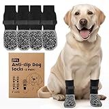 PICK FOR LIFE Hundesocken Anti-Rutsch 2 Paar Doppelseitige mit Verstellbaren Riemen für Innenbereich (Grau, L)