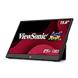 Viewsonic VA1655 40 cm (15.6 Zoll) Portabler Monitor (Full-HD, IPS-Panel, mini-HDMI, 2x USB-C für Raspberry Pi/Xbox/PS4/PS5, Lautsprecher) Schwarz