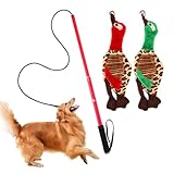Jlobnyiun Flirt Pole for Dogs - Plush Tug Toy, Durable Rope Stick | Training Pole with Grip Handle and 2 Soft Toys for Chewing, Chasing Fun, Outdoor Dog Games, Pet Workout, Obedience Skills,