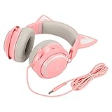 Cat Ear Gaming Headset, Girl Gaming Headset mit Einziehbarem Mikrofon, Stereo Sound DIY Gesichtsabdeckungen, RGB Hintergrundbeleuchtung, Surround Sound für PC, PS5, Laptop,