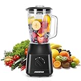 Aigostar Swift - Standmixer und Smoothie Maker, 1.5 Liter Glasbehälter, Titanbeschichteten Klingen, Ice Crush Funktion, 2 Geschwindigkeiten + Pulse, Spülmaschinenfeste Teile, 800W, Schwarz