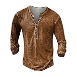 Herren Rundhals-T Langarm Sweatshirt Für Männer Herrenmode Einfache Baumwolle Und Leinen Klein Bedrucktes T-Shirt Langarm-Shirt Top Retro Motorrad Biker Pullover Sport T-