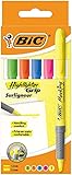 Bic 896055 Textmarker'Highlighter Grip', Keilspitze, 5er Etui, farblich sortiert