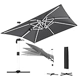 TRIUMPHKEY Sonnenschirm Balkon 300x400x260 cm Aluminium Freischwingender Sonnenschirm mit Kurbel Wasserdichter Gartenschirm, UV50+ Sonnenschutz, 360° drehbar, Grau