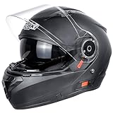 NENKI Helm Motorrad, Motorradhelm Zertifiziert nach ECE 22.06, Klapphelm Motorrad Herren, Schwarzer Helm, XL(61-62 cm)
