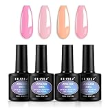 CLAVUZ 4 Farben UV Nagellack Set Rosa Koralle Gellack Gel Nagellack Gel Polish Shellac Set Gelnägel Set UV Gel für Nägel