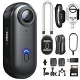 SHPTDJTIC 4K-Körperkamera, Daumengröße, tragbare Kamera mit 360° drehbarem Clip und Magnetclip, 120 Minuten für Aufnahme, Vorlesung, Reisen, Spaziergänge mit Haustieren und Outdoor-Aktivitäten (4K)
