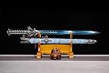 110 Zentimeter mittelalterlicher blauköpfiger Drache, Katana Tang, scharfem Stahl der tempelritter, kämpfer mit schwertern
