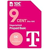 Telekom MagentaMobil Prepaid Basic | 9ct pro Minute/SMS in alle dt. Netze | optionale Dayflat (50 MB) für mobiles Surfen verfügbar I ohne Vertragsbindung, volle Kostenkontrolle I 10 EUR Startguthaben